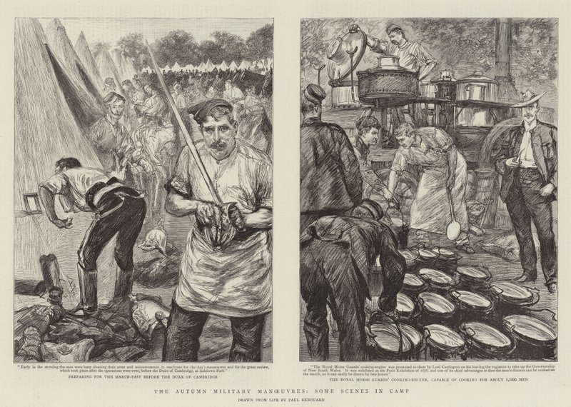 Jesienne manewry wojskowe, kilka scen w obozie autorstwa Charles Paul Renouard