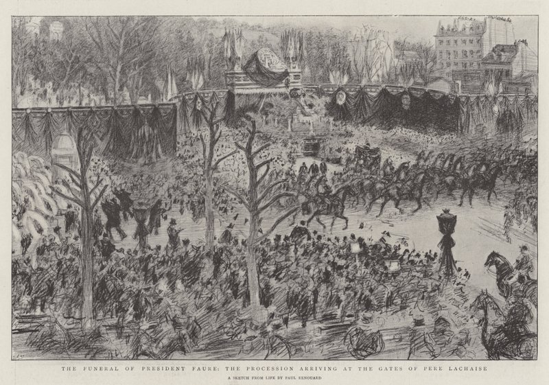 Pogrzeb prezydenta Faure, procesja przybywająca do bram Pere Lachaise autorstwa Charles Paul Renouard