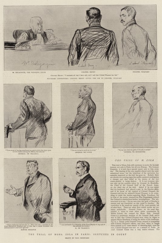 Proces Mons Zoli w Paryżu, Szkice sądowe autorstwa Charles Paul Renouard