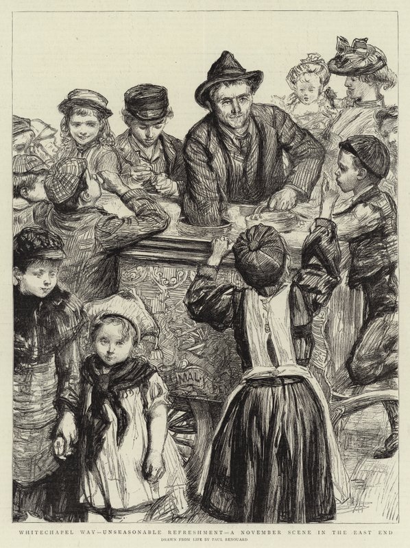 Whitechapel Way, niesezonowe orzeźwienie, listopadowa scena na East Endzie autorstwa Charles Paul Renouard