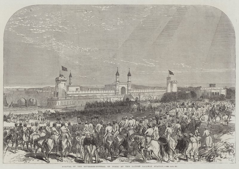 Przybycie gubernatora generalnego Indii na dworzec kolejowy w Lahore autorstwa Sir John Charles Robinson