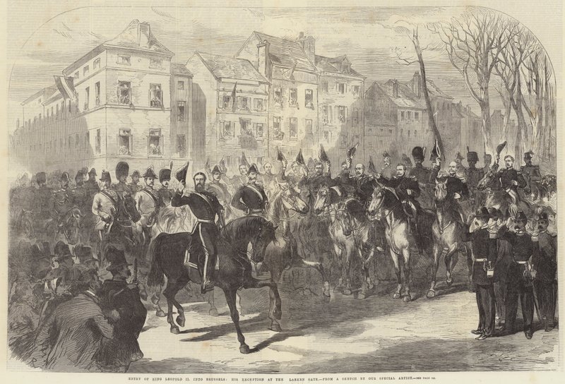 Wjazd króla Leopolda II do Brukseli, powitanie przy Bramie Laeken autorstwa Sir John Charles Robinson