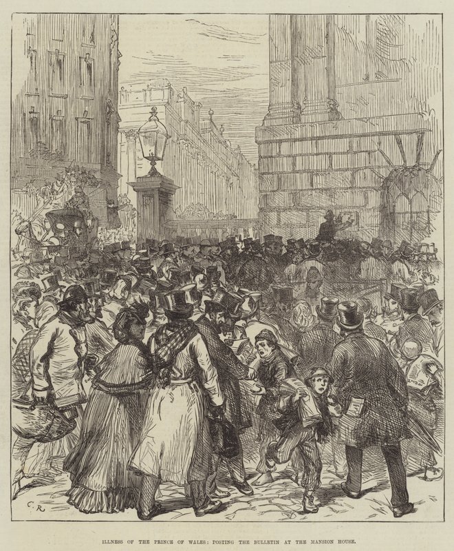 Choroba księcia Walii, publikowanie Biuletynu w Mansion House autorstwa Sir John Charles Robinson