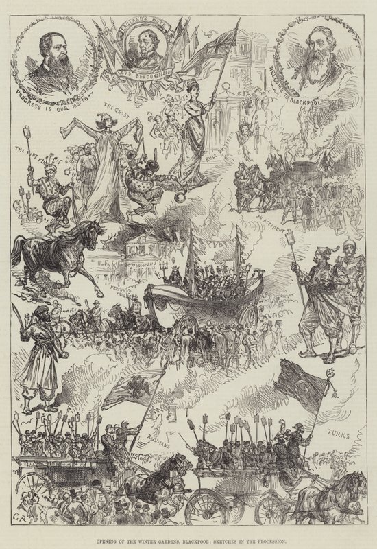Otwarcie Ogrodów Zimowych, Blackpool, Szkice w procesji autorstwa Sir John Charles Robinson