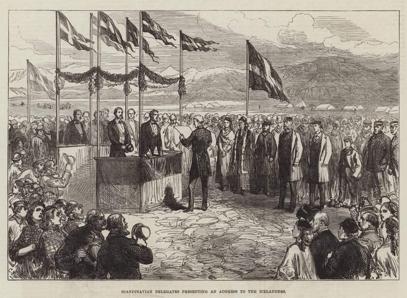 Delegaci skandynawscy wygłaszają przemówienie do Islandczyków autorstwa Sir John Charles Robinson