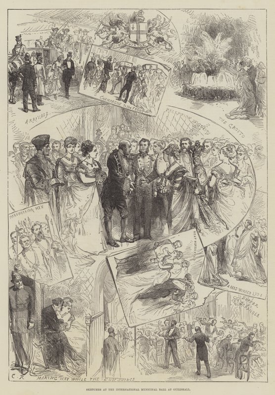 Szkice na Międzynarodowym Balu Miejskim w Guildhall autorstwa Sir John Charles Robinson