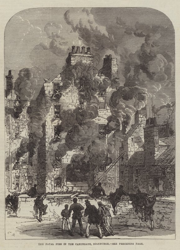 Śmiertelny pożar w Canongate, Edynburg autorstwa Sir John Charles Robinson