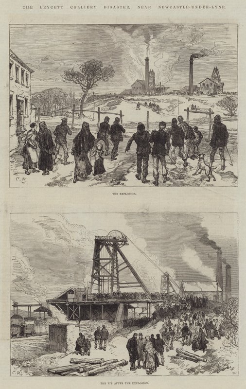Katastrofa w kopalni Leycett w pobliżu Newcastle-under-Lyne autorstwa Sir John Charles Robinson