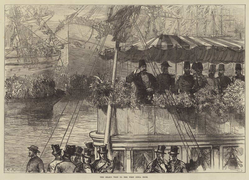 Wizyta szacha w Doku Zachodnioindyjskim autorstwa Sir John Charles Robinson