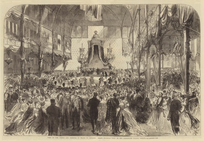 Wizyta księcia i księżnej Walii w Irlandii, Wielki Bal Narodowy w Pałacu Wystawowym, Dublin autorstwa Sir John Charles Robinson