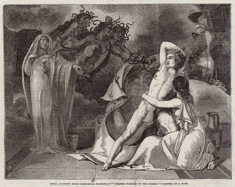 Nagroda Akademii Królewskiej (Malarstwo Historyczne), Orestes ścigany przez Furie autorstwa Charles Rolt