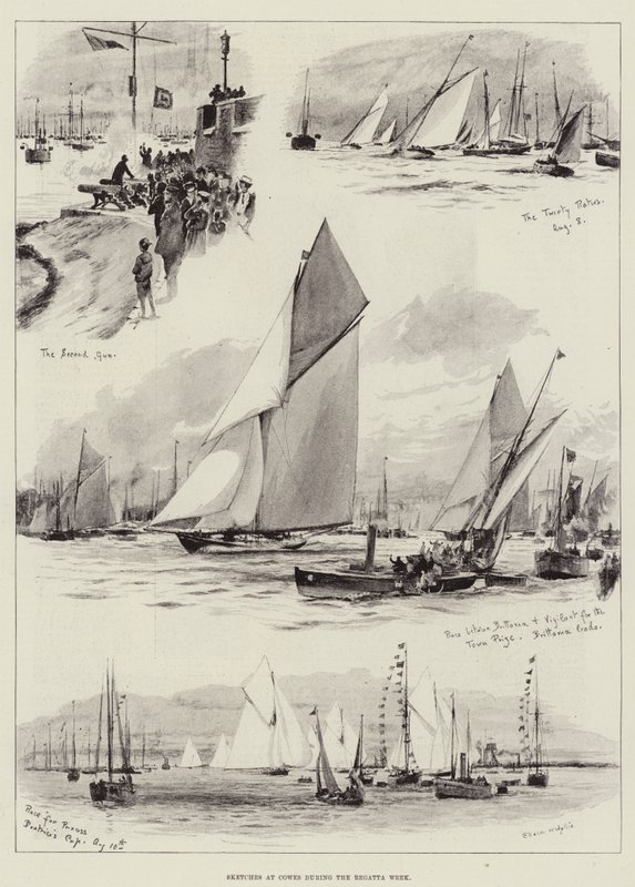Szkice w Cowes podczas Tygodnia Regat autorstwa Charles William Wyllie