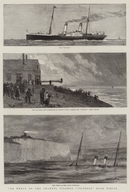 Wrak parowca kanałowego Victoria w pobliżu Dieppe autorstwa Charles William Wyllie