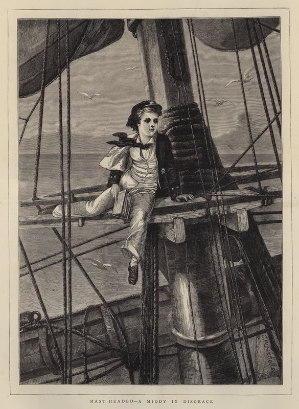 Maszt-głowy, Middy w niełasce autorstwa Charles Wynne Nicholls