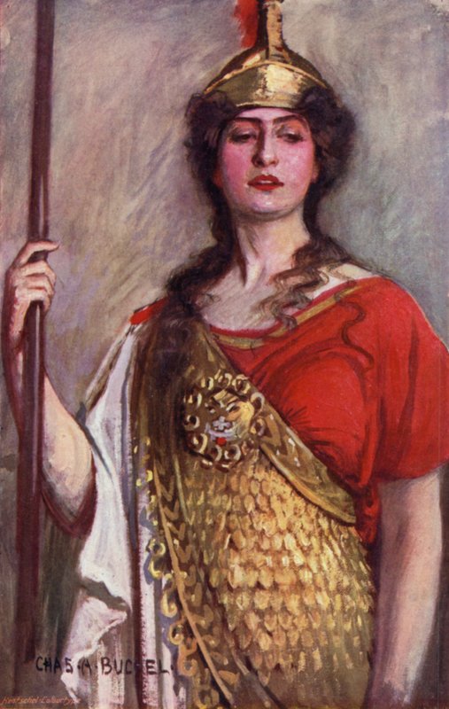 Pallas Athene, Miss Constance Collier (kolor lito) autorstwa Charles A. Buchel