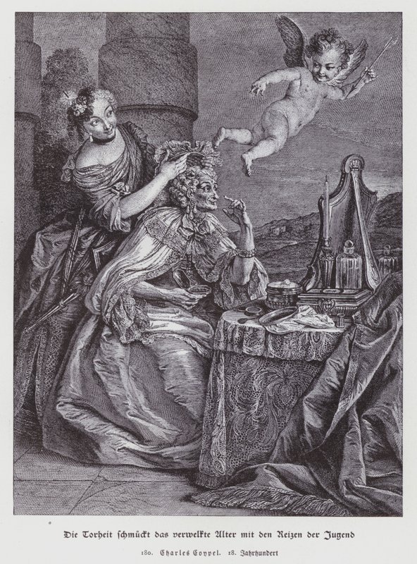 Szaleństwo upiększa wyschniętą starość ozdobami młodości autorstwa Charles Antoine (after) Coypel
