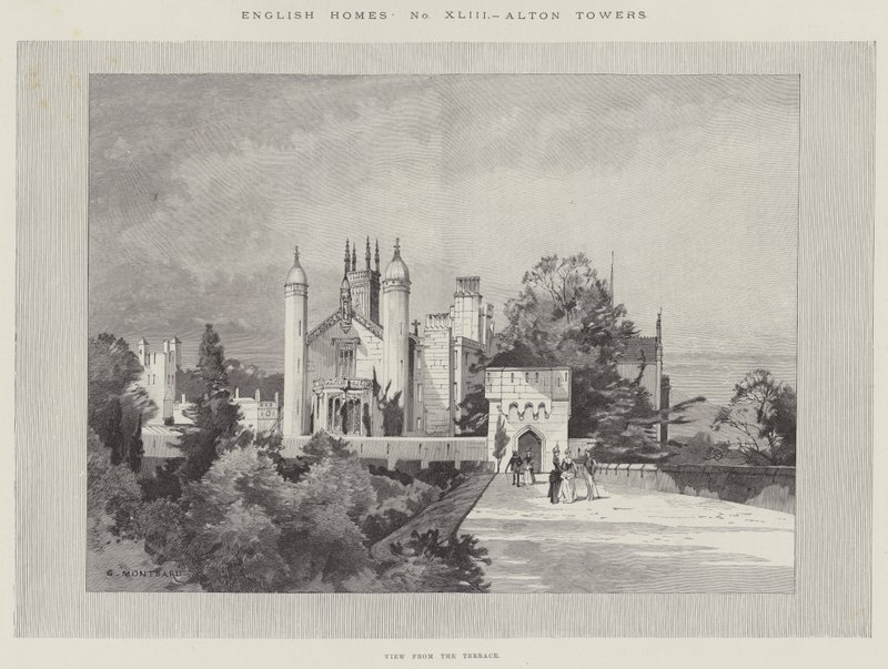 Domy angielskie, Alton Towers, Widok z tarasu autorstwa Charles Auguste Loye