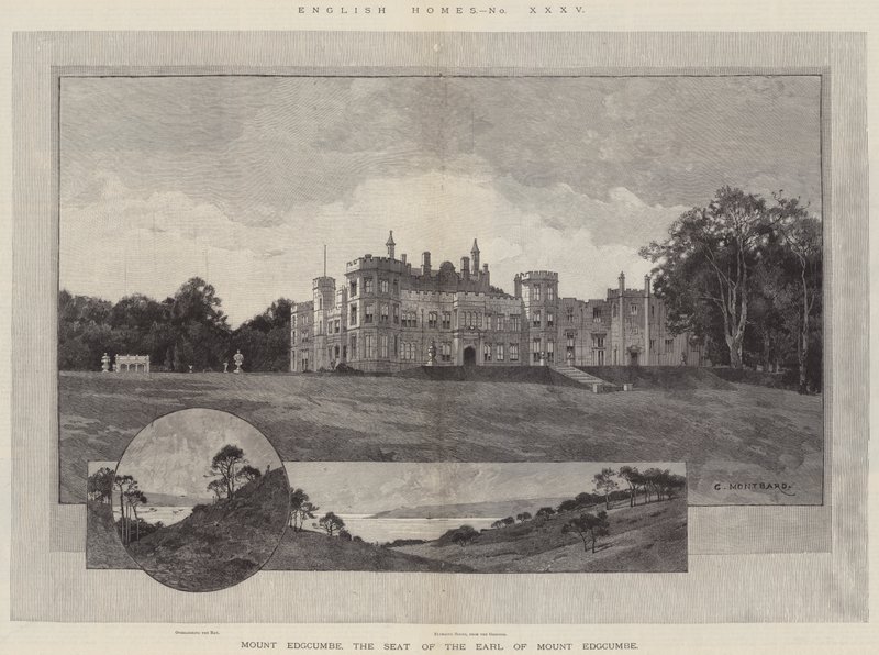 Domy angielskie, Mount Edgcumbe, siedziba hrabiego Mount Edgcumbe autorstwa Charles Auguste Loye