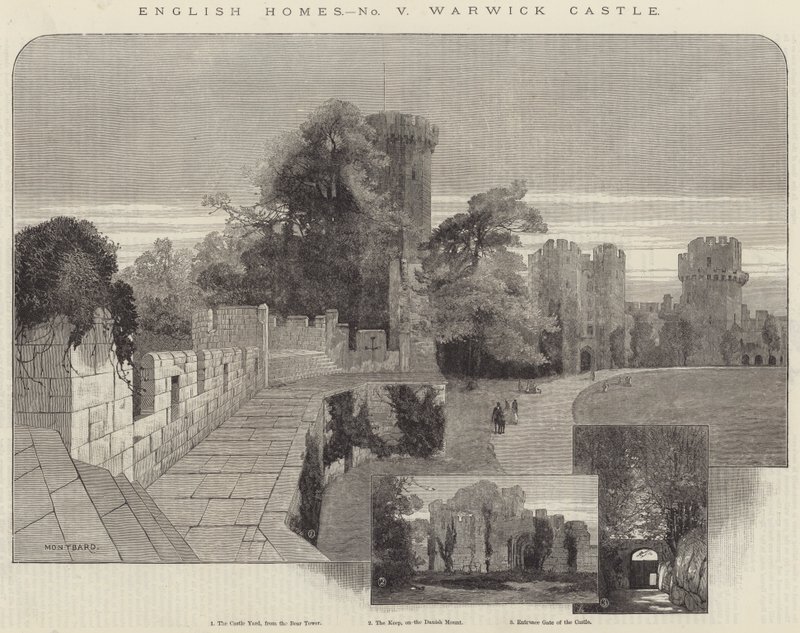 English Homes, Zamek Warwick - rycina autorstwa Charles Auguste Loye