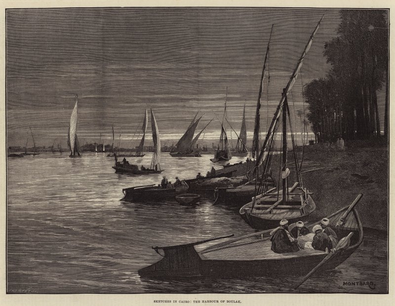Szkice w Kairze, port Boulak autorstwa Charles Auguste Loye
