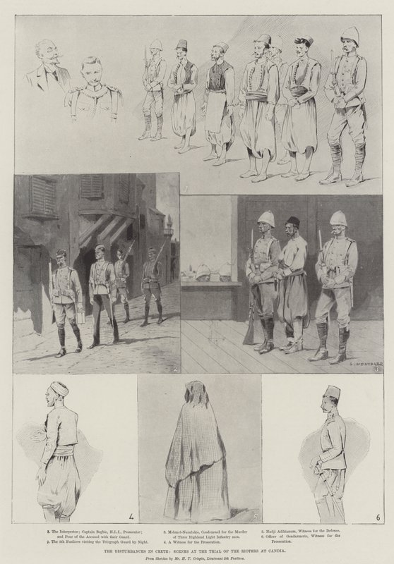 Niepokoje na Krecie, sceny z procesu buntowników w Candia autorstwa Charles Auguste Loye
