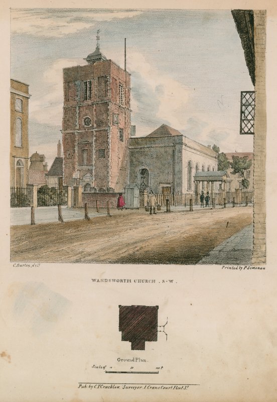 Południowo-zachodni widok na kościół Wandsworth autorstwa Charles Burton