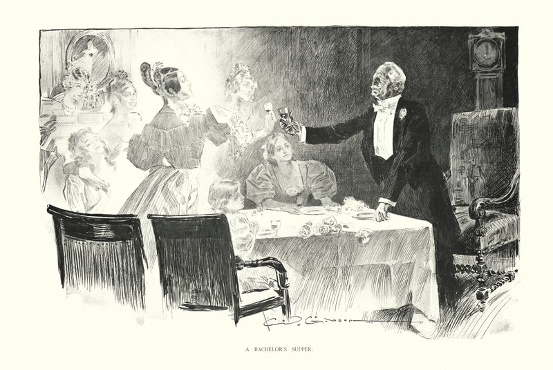 Wieczerza kawalerska (litografia) autorstwa Charles Dana Gibson