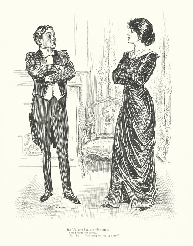 On: Mieliśmy straszną bójkę. "I wyszedłem na prowadzenie". "Nie. Ja to zrobiłem. Przyjąłeś moje przeprosiny" (litho) autorstwa Charles Dana Gibson