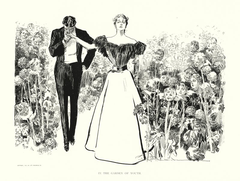 W ogrodzie młodości (litografia) autorstwa Charles Dana Gibson