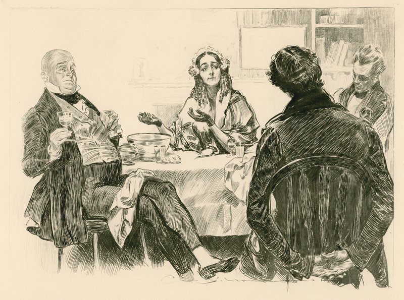 Pan i Pani Micawber, David Copperfield i Traddles autorstwa Charles Dana Gibson