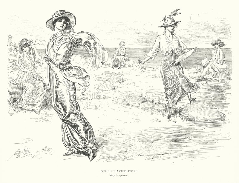 Nasze niezbadane wybrzeże, bardzo niebezpieczne (litografia) autorstwa Charles Dana Gibson