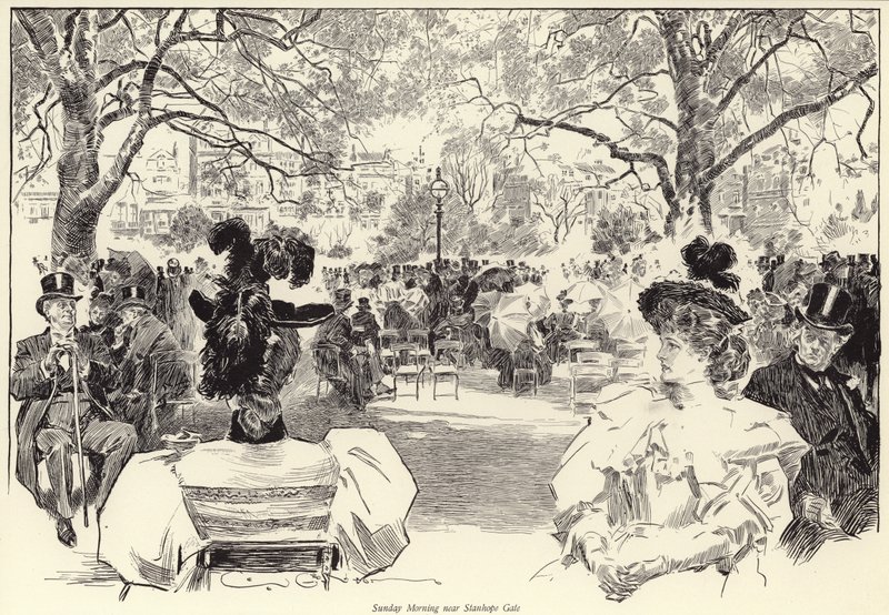 Niedzielny poranek, niedaleko Stanhope Gate, Hyde Park autorstwa Charles Dana Gibson