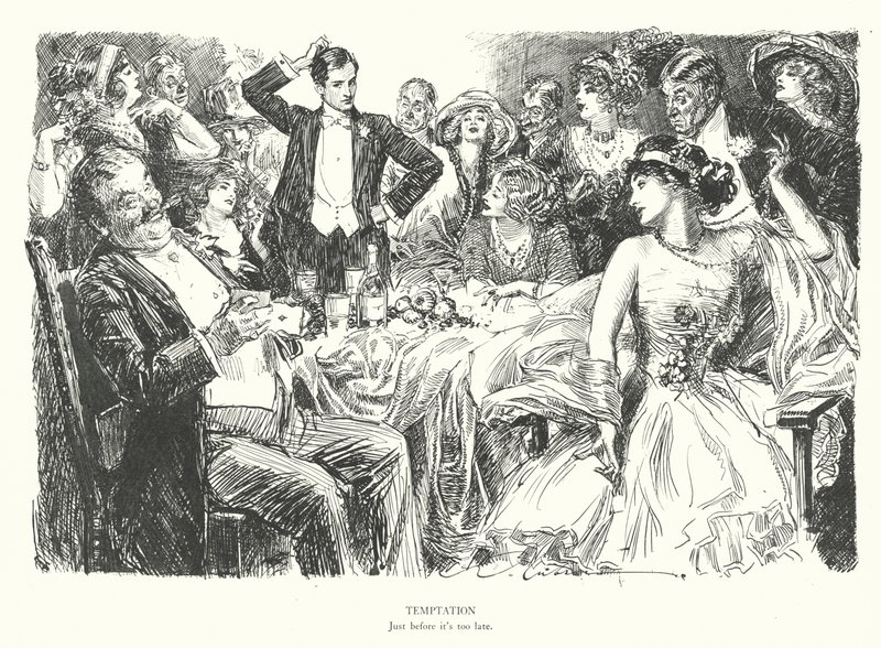 Pokusa, zanim będzie za późno (litografia) autorstwa Charles Dana Gibson