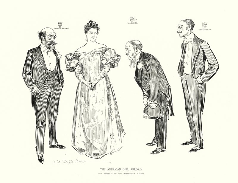 Amerykańska dziewczyna za granicą (litografia) autorstwa Charles Dana Gibson