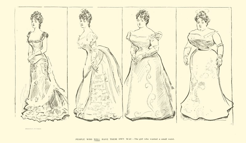 Dziewczyna, która chciała mieć małą talię (lito) autorstwa Charles Dana Gibson