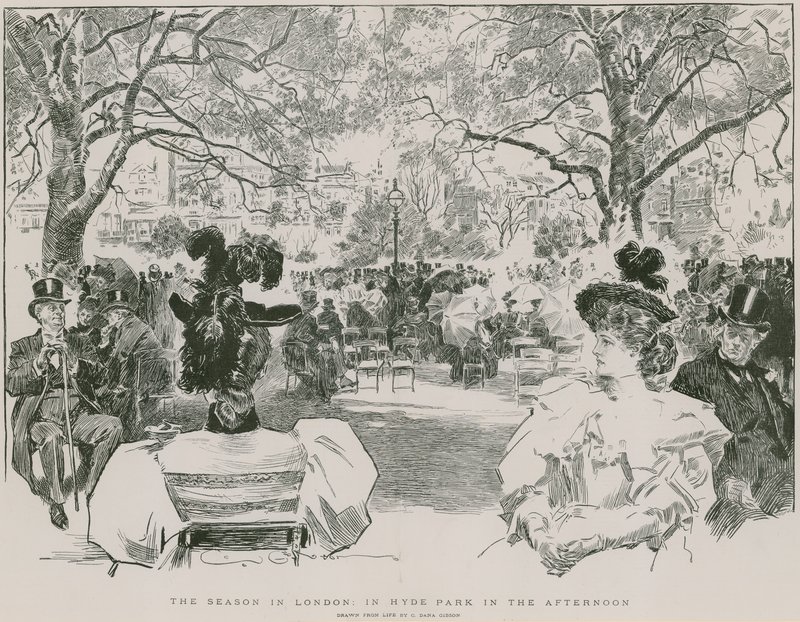 Sezon w Hyde Parku w Londynie po południu (grawerowanie) autorstwa Charles Dana Gibson