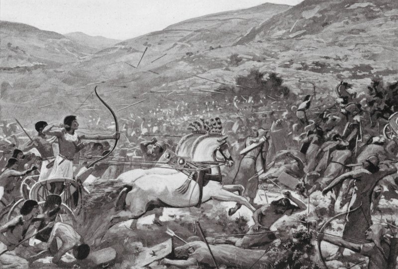 Sety I w Syrii, XIX dynastia (litografia) autorstwa Charles Daniel Ward