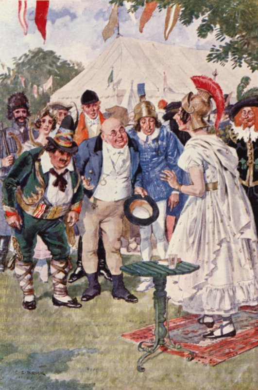 Ilustracja do The Pickwick Papers Charlesa Dickensa (kolorowa litografia) autorstwa Charles Edmund (after) Brock