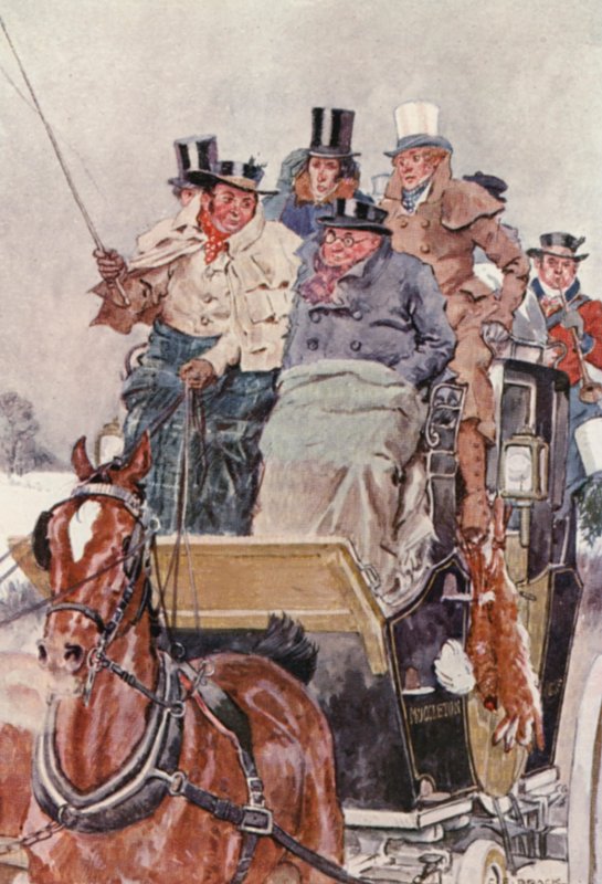 Ilustracja do The Pickwick Papers Charlesa Dickensa (kolorowa litografia) autorstwa Charles Edmund (after) Brock