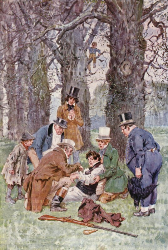 Ilustracja do The Pickwick Papers Charlesa Dickensa (kolorowa litografia) autorstwa Charles Edmund (after) Brock