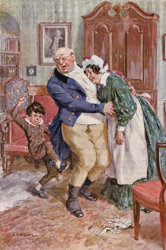 Ilustracja do The Pickwick Papers Charlesa Dickensa (kolorowa litografia) autorstwa Charles Edmund (after) Brock