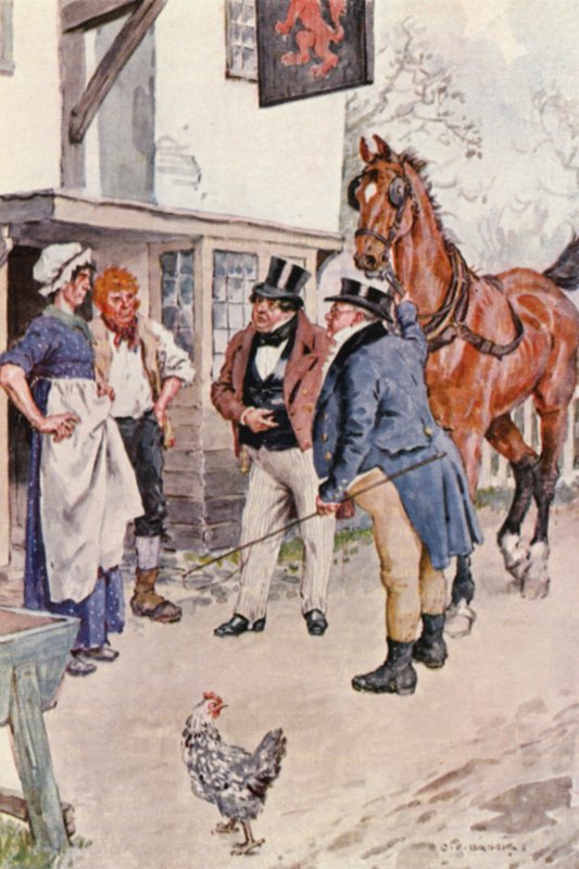 Ilustracja do The Pickwick Papers Charlesa Dickensa (kolorowa litografia) autorstwa Charles Edmund (after) Brock