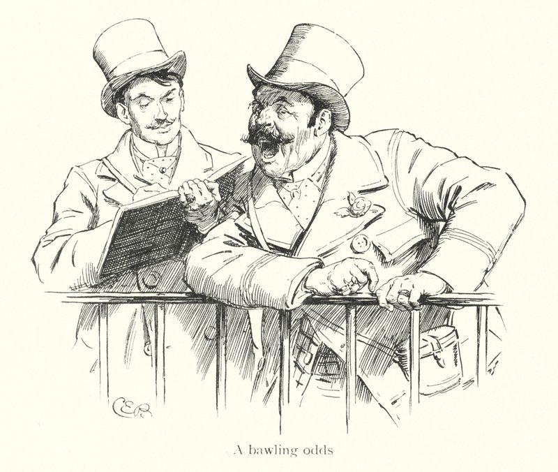 Bukmacher podający kursy na torze wyścigowym (grawerunek) autorstwa Charles Edmund Brock