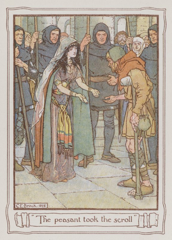 Ilustracja do Ivanhoe autorstwa Sir Waltera Scotta (kolor lito) autorstwa Charles Edmund Brock