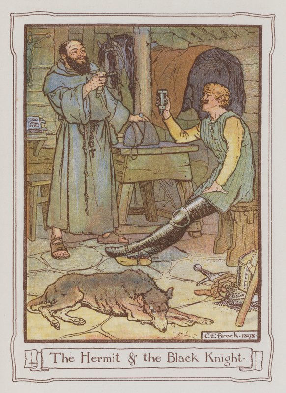 Ilustracja do Ivanhoe autorstwa Sir Waltera Scotta (kolor lito) autorstwa Charles Edmund Brock