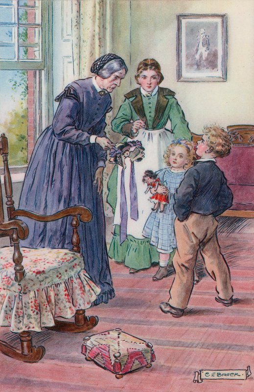 Ilustracja do czepka panny Beulah autorstwa Rose Terry Cooke autorstwa Charles Edmund Brock