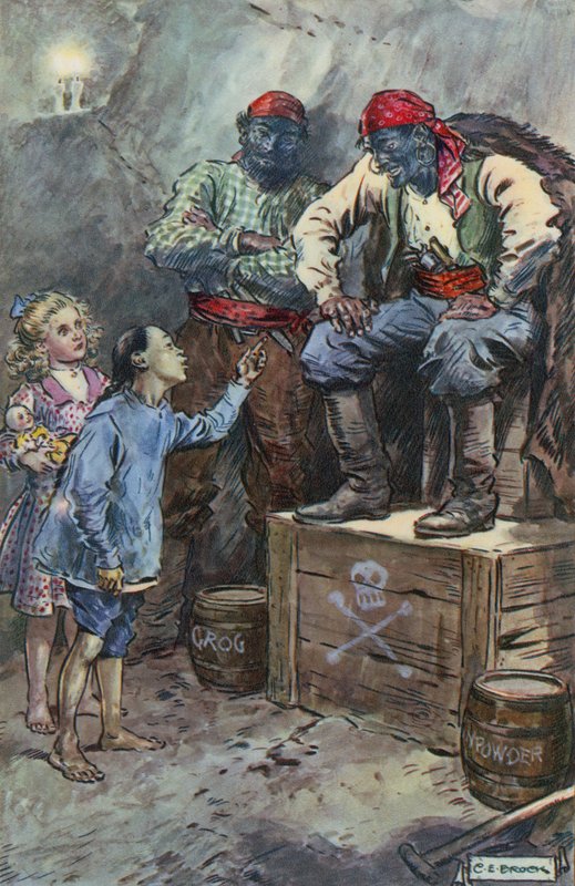 Ilustracja do Królowej Wyspy Piratów autorstwa Breta Harte autorstwa Charles Edmund Brock
