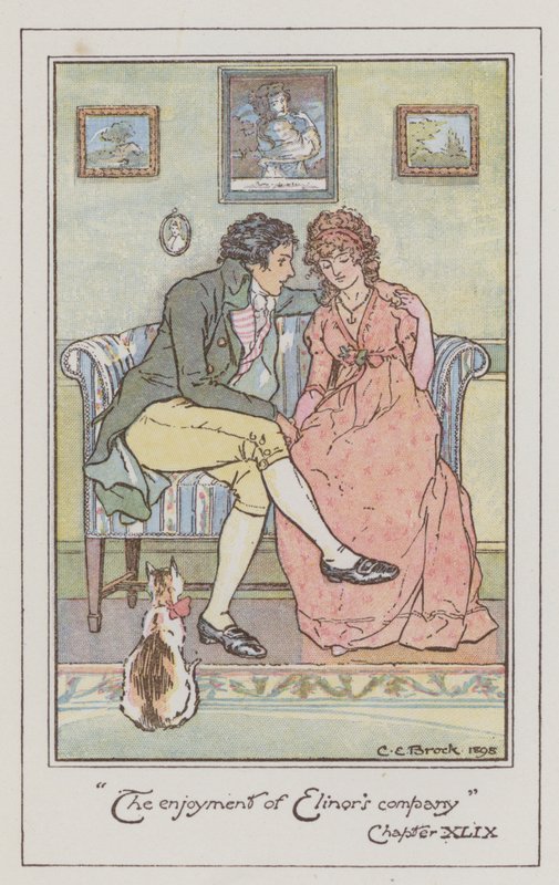 Ilustracja do Rozważnej i romantycznej Jane Austen (litografia kolorowa) autorstwa Charles Edmund Brock