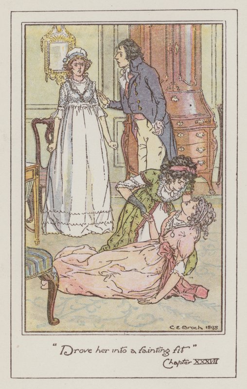 Ilustracja do Rozważnej i romantycznej Jane Austen (litografia kolorowa) autorstwa Charles Edmund Brock