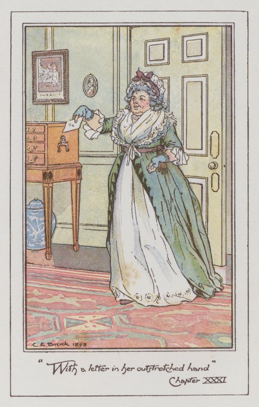 Ilustracja do Rozważnej i romantycznej Jane Austen (litografia kolorowa) autorstwa Charles Edmund Brock